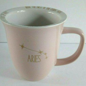 Aries Coffee Mug Cup Pale Pink Horoscope Sign
